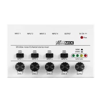 1 Kus 4 Kanály Audio Mixér Mini Stereo Mixer USB Audio Mixer Pre Nahrávacie Štúdio, Biela
