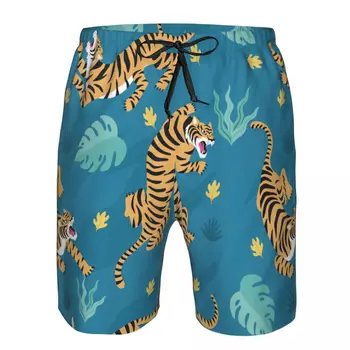 Muži Beach Krátke Rýchle sušenie Plávanie Kufri Vintage Tiger Vzor Plavky, Plavky, Kúpacie Šortky