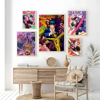 Reťazová Píla Muž Anime, Galéria Wall Art Vellum Maľovanie Dobové Plagáty A Potlačou Obrazov Na Stenu Pre Obývacia Izba Dekor