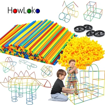 110-500 Ks DIY slamy vložená do budovy bloku hračka plastové konštrukcie prísavky vytvorenie puzzle, Stavebnice Hračky Bloky