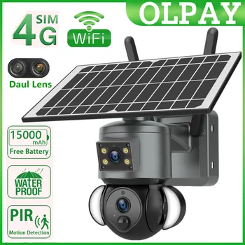 6MP 2 objektívu Solárna WiFi IP Kamera, Vonkajšie 4G Solárne Fotoaparát Napájaný z Batérií PTZ Kamery Nepremokavé Nočné Videnie PIR Bezpečnostné APLIKÁCIE Ubox