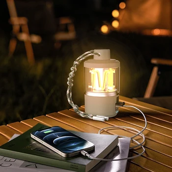 LED Vonkajšie Tábor Svetlá 1800Mah Batériu Vintage Svietidla 4 Stlmiť Svetlo Režimy Typu C, USB Nabíjanie pre Vonkajšie Rybárske Núdzové