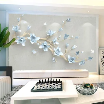 Zdobiť Váš Obývacia Izba a Jedáleň, Hala s Non-tkané Elegantný a Štýlový 3D Realistické Magnolia Kvetinové Tapety nástenná maľba