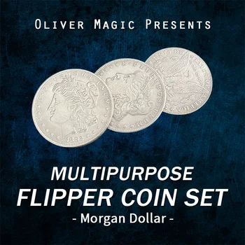 Viacúčelový Plutvy Súbor Mincí (Morgan Dolár) Oliver Magic Dve Mince Okamžite Sa Stal Jedným Mince Kúzla Ilúzie Zblízka