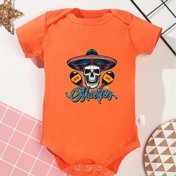Roztomilý Zábavné Halloween Dieťa Romper Cartoon Lebka Baby Girl Kombinézu Orange Fashion Bavlna Novorodenca Chlapec Oblečenie Dropship