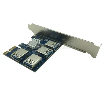 6PCS PCI-E 1X na Externé 4 PCI-e Slot Stúpačky Karty PCIe 1 až 4 PCI Express 16X Adaptér USB3.0 Port Podstavec pre Bitcoin Banské Banské