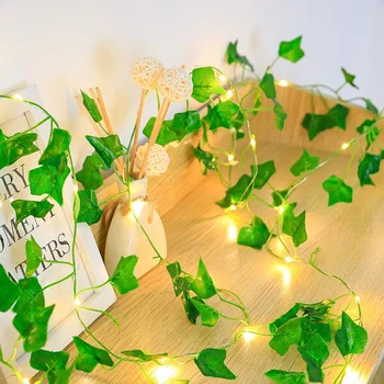 Víla String Svetlá Umelé List Kvet Garland 10m 5m 2m LED Medený Drôt Svetlá Svadobné Vianoce Domov, Záhradné Dekorácie