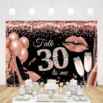 Šťastný 30. Narodeniny Pozadie Hovoriť 30 na Mňa Rose Gold a Fotografia v Pozadí Strieborná Ružová Vysokým Podpätkom Šampanské Party Dekorácie