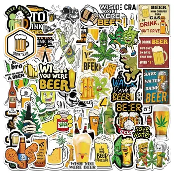 50 zábavné pivo Doodle nálepky Cartoon notebook fľaša na vodu dekorácie Nepremokavé samolepiace DIY nálepky tvorivé osobnosti
