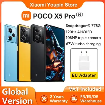 Pôvodné POCO X5 Pro 5G Globálna Verzia Smartphone 128 GB/256 GB Snapdragon 778G 120Hz Prietok AMOLED DotDisplay 108MP 67W NFC