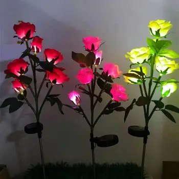 Slnečné Svetlo Nepremokavé Oko-lov Dekoratívne LED Ruže Kvet Trávnik Lampa Garden Ornament Trávnik Lampa pre Domácnosť