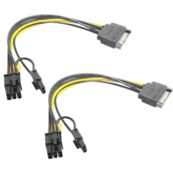 15 kolíkový SATA Mužov 8Pin(6+2) PCI-E Napájací Kábel, SATA Kábel 15-Pin 8-Pin Kábel 18AWG Drôt Pre Grafické Karty(2 ks)