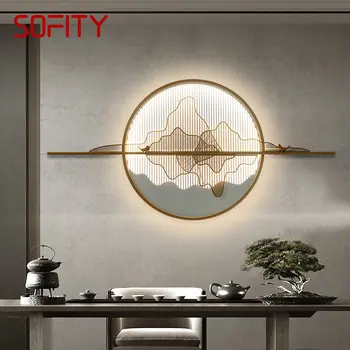 Pásov plechový Moderné Nástenné Obrázok Svietidlá LED, 3 Farby Čínsky Štýl Interiéru Krajiny Sconce Svetlo Výzdoba pre Obývacej Spálne