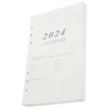 2024 anglický Program Stranu Knihy A5 Plánovač Vestník Týždenné, Mesačné Loose-leaf poznámkový blok Papiera
