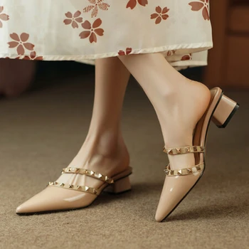 Európske a Americké vysoké podpätky, 2023 lete nové papuče, žien taška prst špicaté topánky, námestie podpätky, originálne kožené sandále