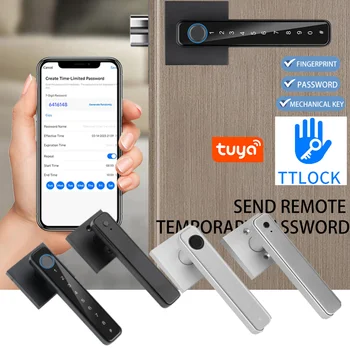 TUYA/TTLOCK APLIKÁCIU Bluetooth Inteligentné Elektronické zámky Dverí S Biometrický snímač Odtlačkov/ Heslo / Kľúč, Odomknúť/ Typ-C Núdzové Nabíjanie