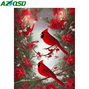 AZQSD Full Round-Diamond Maľovanie Vtákov v Zime Domova 30x40cm Výšivky Predaj Zvierat 20x30cm Mosac Cross Stitch Súpravy