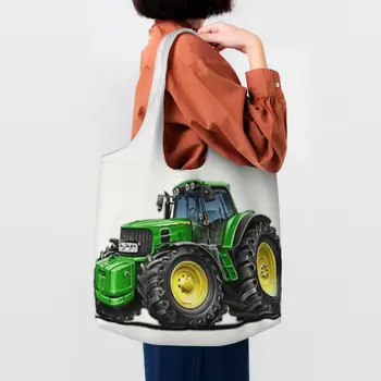 Roztomilý Traktor Nakupovanie Tote Bag Opakovane Potraviny Plátno Ramenný Shopper Taška Kabelky