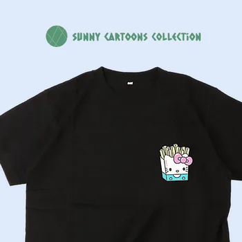 Sanrio Hello Kitty Melódie Bavlna T-Shirt Ženy Japonský Štýl Krátke Rukávy Jednoduché Mužov Topy Cartoon Tees Oblečenie Letné Oblečenie