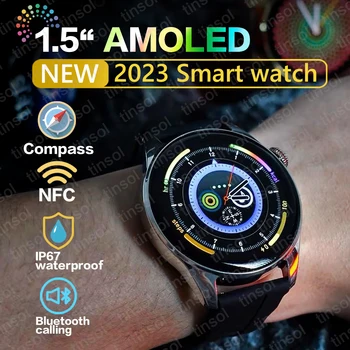 Nové Hk4 Hrdina Smart Hodinky Amoled 1.5 Palca Ltpo 2.5 d Amplitúdy Mens Nfc Smart Hodinky Bezdrôtové Nabíjanie Bluetooth Hovor Gt3 Pro 2023