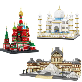 Mesto Architektúry Paríž Francúzsko, Musée du Louvre Micro Stavebné Bloky Taj Mahal Saint Basil je Katedrála, Múzeum Diamond Tehla Hračky