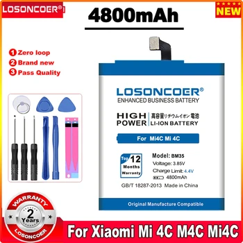 LOSONCOER 4800mAh BM35 Mobilný Telefón Batéria Pre Pôvodný Xiao 4C Mi4C Mi 4C