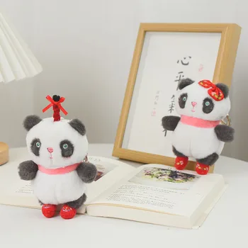 Cartoon Kawaii Rustikálny Panda Plyšové Keychain Prívesok Kreatívny Zábava Rustikálny Panda Batoh Prívesok Detí, Darček k Narodeninám