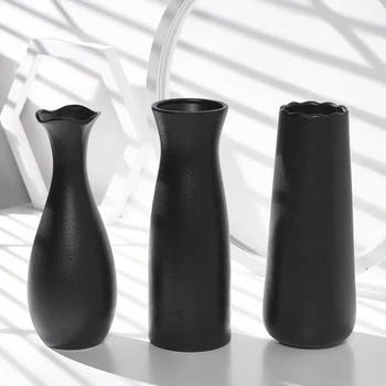 Black Tvorivé Keramické Suché Kvetinové Vázy Jednoduché Nordic Vody, Obývacia Izba Domov Čínske Dekorácie Kvet Usporiadanie Zen Moderné