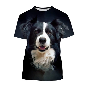 2023 Lete Unisex Roztomilý Pes 3D Tlačený Vzor Top Border Kólia T-shirt
