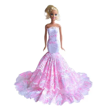 Ružová Kvetinová Fishtail Svadobné Šaty pre Bábiku Barbie Oblečenie Princess Party Šaty Pre Barbie Príslušenstvo 1/6 Bábiky Oblečenie, Hračky