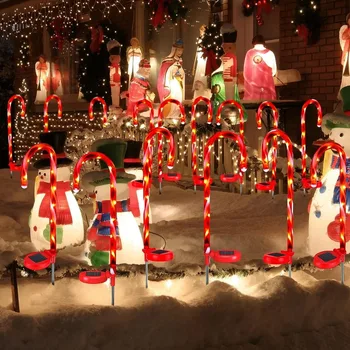 8Pcs Solárne, Vianočné Dekoroch Svetlá Vonkajšie Candy Cane Cesta Chodník Vodotesný LED Candy Cane Na Dvore Trávnik, Terasa, Záhradné Lampy