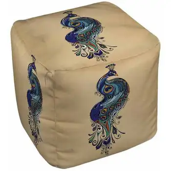 Peacock Pouf Podnožka Plnené Bean Bag Stupačky Podlahy, Rohová Sedačka Lístkového