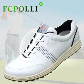 Fcpolli Mens Golfové Tréningové Kvalitné Golfové Topánky pre Mužov Biele Kožené Telocvični Tenisky Muž, Luxusné Značky Golf Tenisky Mužov