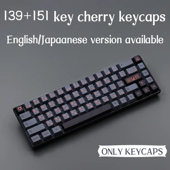 Cinder Keycap Japonský Čierny a Sivý 139/151 kľúče Cherry Profil FARBIVO Subbed Pre GMK 64/68/75/96/104/108 Mechanické Klávesnice