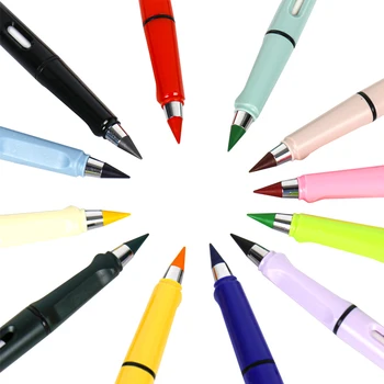 12 Farieb Žiadny Atrament Farebné Ceruzky pre Skicovanie Vymazateľné Večný Ceruzka s Vymeniteľnými Zliatiny Pero Tip Školské potreby Umenie Nástroj