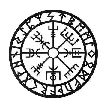Nordic Štýl Železa Viking Dekor Mytológiu Symboly Nástenné Závesné Dekorácie Tvorivé Kovové Okrúhle Nástenné Police Dekor