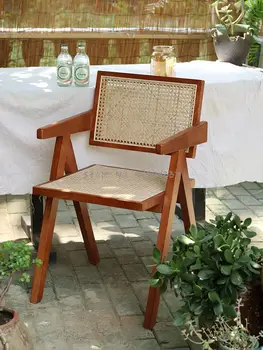 Nordic ratan jedálenské stoličky domov kaviareň v rodine Japonský štýl masívneho dreva retro stoličke balkón voľný čas v strednom veku stoličky