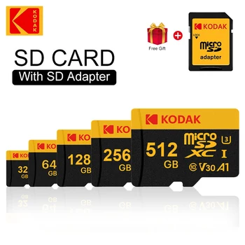 Pôvodné KODAK Micro SD 128 gb kapacitou 32 GB, 64 GB 256 GB MicroSD Karta SD/TF Karte Flash Pamäte, Karta s Adaptérom pre Telefón Dropshipping