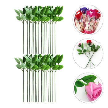 40 Ks Kytice Kvetov, Svadobné Rose Kmeňových Zelený Kvetinový Drôt DIY Materiál Remeslá Remeselné Drôt