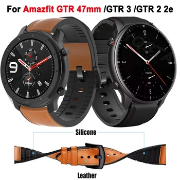 Kožené Silikónový Náramok Pre Amazfit GTR 47mm Popruh Pre Xiao Amazfit Stratos / GTR2 / GTR 2e / GTR 3 pro / GTR 4 Watchband
