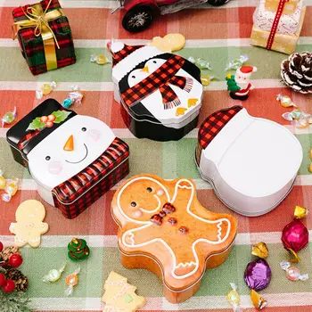 Cartoon Cookies Úložný Box Vianočné Cukrovinky Box Santa Claus Snehuliak Penguin Čokoládové Cookies, Občerstvenie Darček pre Skladovanie Strany