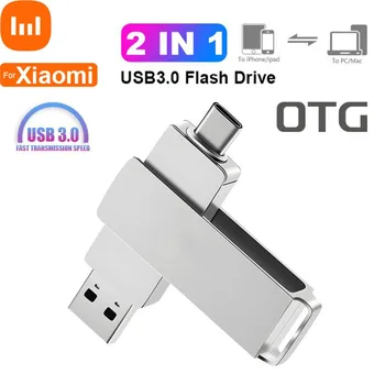 Pre XIAO Mini USB Flash Disk 1 TB 2TB Kovové Pero 256 gb Disk 128GB Business Memory Stick Ukladacie Zariadenia Silver kl ' úč