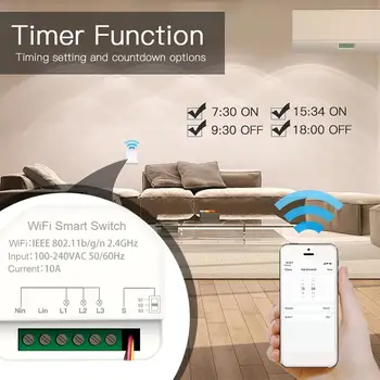 Mini Istič Kompatibilný S Tuya Alexa Domovská Stránka Google Smart Switch Časovač Prepínače Smart Home Diaľkové Ovládanie. Automatizácia