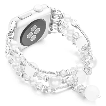 Smartwatch Náramok pre Apple Hodinky Kapela Achát Korálky Náramok Elastické Ženy Šperky Elegantné, Zápästie iWatch Série 8 7 6