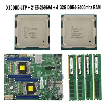 Pre Supermicro X10DRD-LTP Doske LGA2011-3 +2* E5-2699V4 22C/44T 145W CPU Procesor +4*32GB = 128 GB RAM DDR4-2400mhz Pamäť
