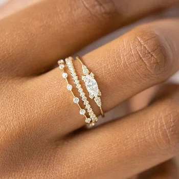 Nová Zlatá Farba Ušľachtilý Trend Elegantná Prstene Pre Ženy Vstup Zirkón Midi Prst Krúžky Pre Dievča Výročie Šperky