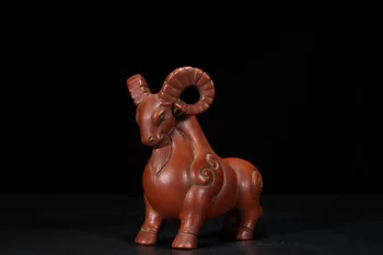 Starožitný QingDynasty Fialová hliny porcelánu ovce socha / sochy,Dekorácie,Zber a Ozdoby,doprava Zdarma