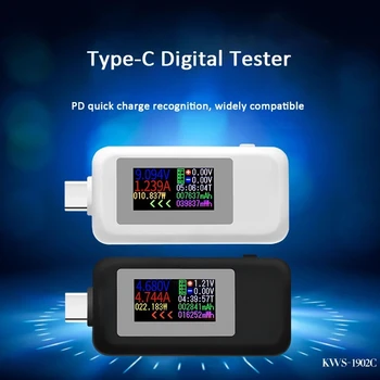 10 v 1 DC Typ-C, USB Tester Prúd 4-30V Napätie Meter Načasovanie Ammeter Digitálny Monitor Cut-off Indikátor Napájania Banka Nabíjačky