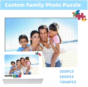 Rodinné Foto Vlastné Puzzle 300/500/1000 Kusy Papiera Puzzle Dekompresný Diy Veľká Obrazová Skladačka Hračka Jedinečný Dar
