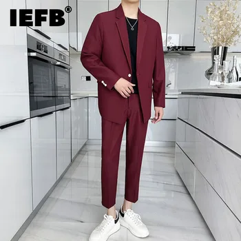 IEFB High-End pánske Oblek Nastaviť Slim Fit Bežné Blejzre Obchodné Muž Bežné Dve Kus kórejský Štýl Trend Solidc Farba Vyhovuje 9C1006